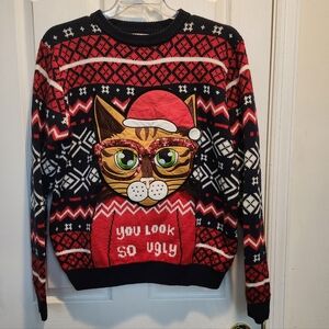 Ugly Christmas Sweater Cat Glasses by You look Ugly. Size M